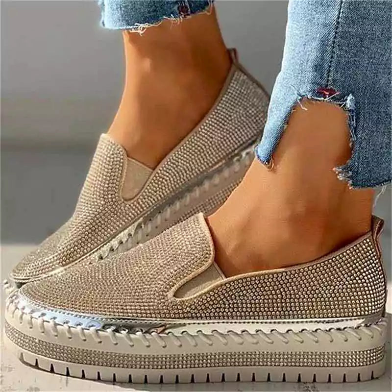 LetcloTM Women Diamond Platform Breathable Slip-On Shoes