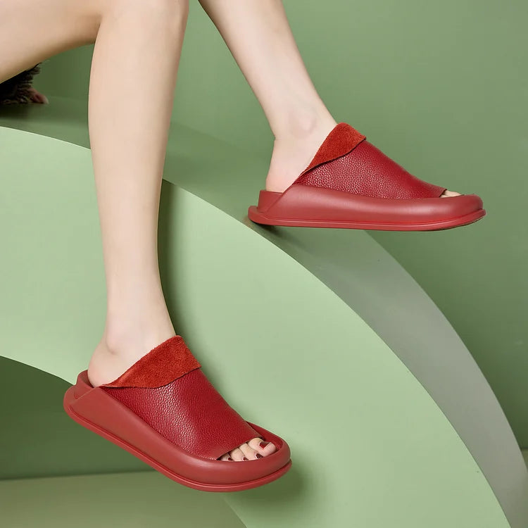 LetcloTM Women's Italian Leather Platform Slippers