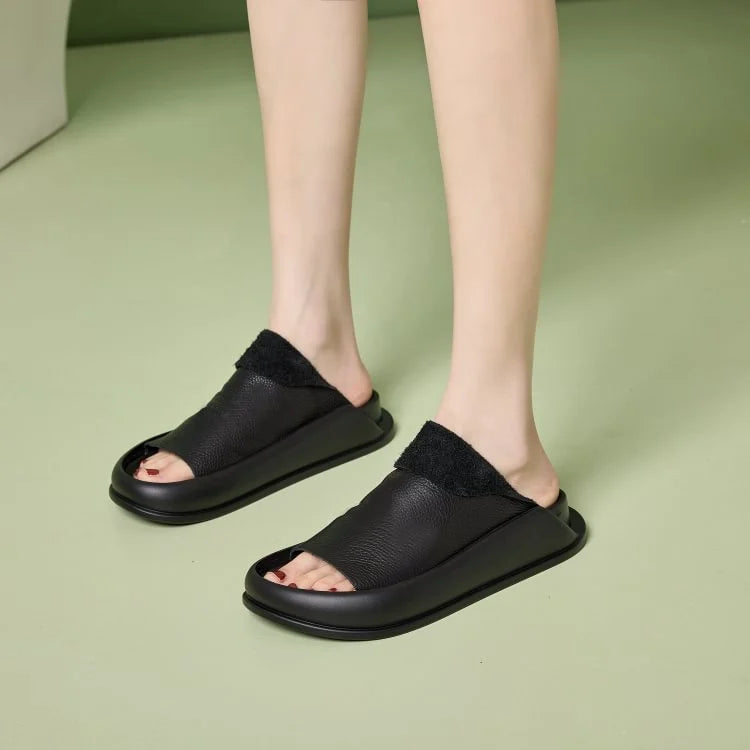 LetcloTM Women's Italian Leather Platform Slippers